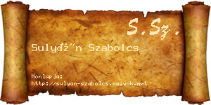 Sulyán Szabolcs névjegykártya